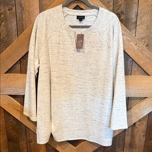 J. Jill Heathered Cream Long Sleeve Top